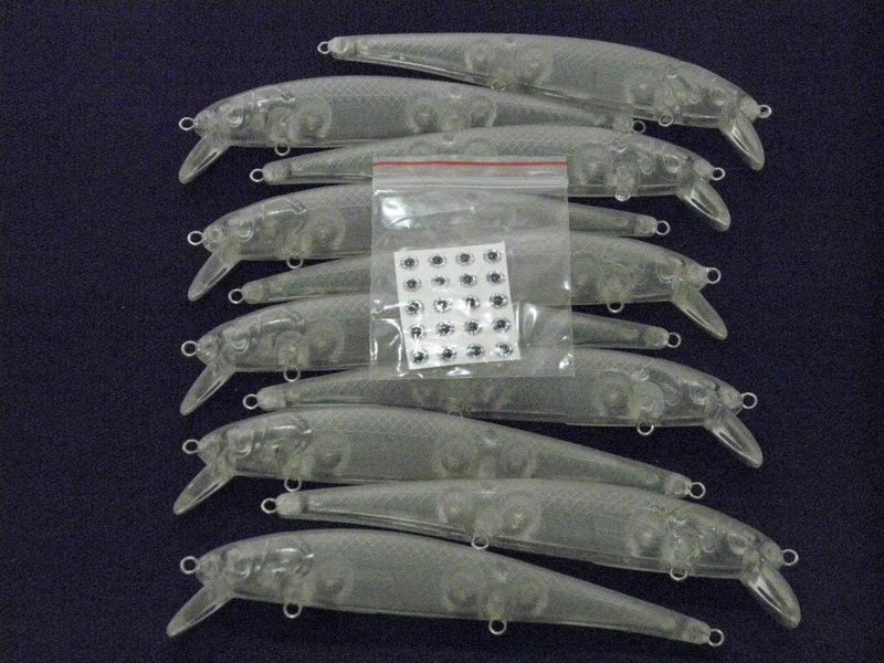wLure 10 Blank Unpainted Minnow Jerkbait Slow Floating Tight Wobble Fishing Lures with Free Eyes UPM509 - Image 2